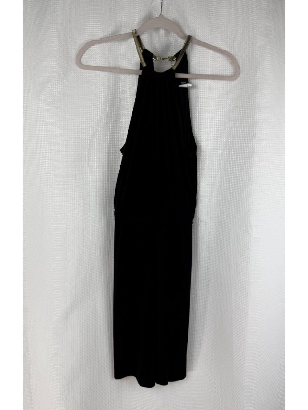 J. B. S. Womens Maxi Dress Large Black Halter Neck Metallic Chain Detail